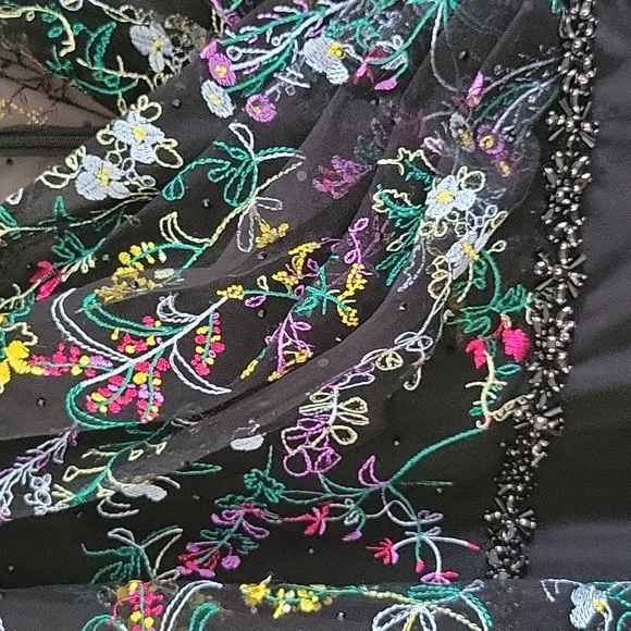 NWT Mac Duggal Embroidered Illusion Puff Sleeve Column Gown Floral 18 # 79379 - Picture 8 of 17